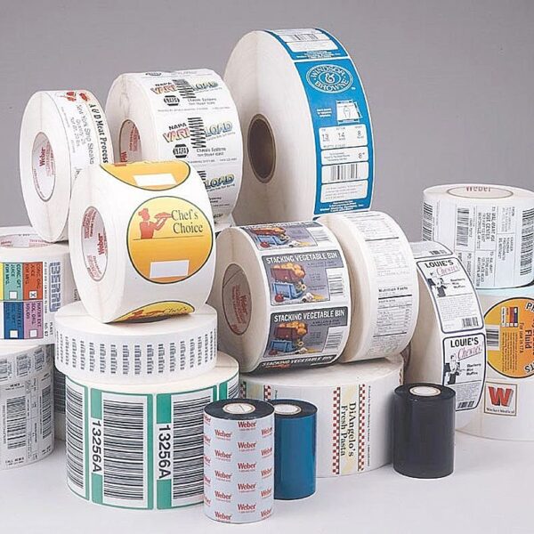 Pile of roll labels